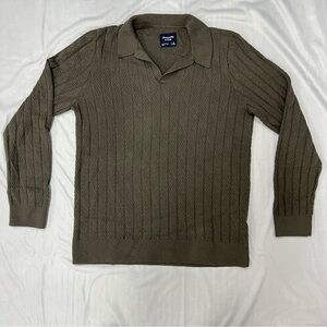 Abercrombie & Fitch Dark Olive LightWeight Sweater Polo Shirt